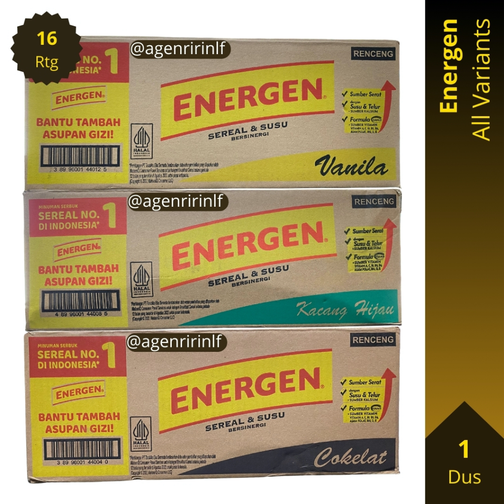 

Energen Dus (34g/32g/30g x 10 Saset x 16 Renceng) Karton