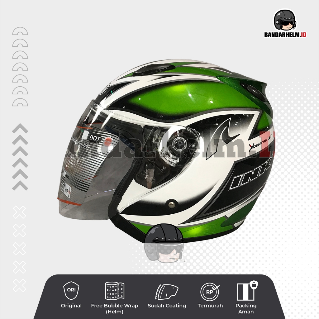 Helm INK Centro Motif #7 White Green Glossy