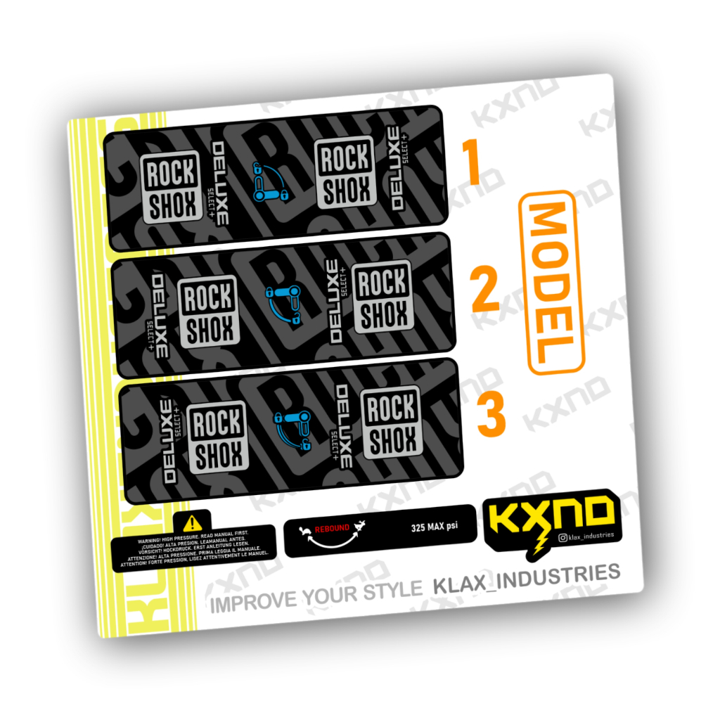 Decal rearshock RockShox Deluxe Select+ 2023 2024 KLAX INDUSTRIES stiker sepeda