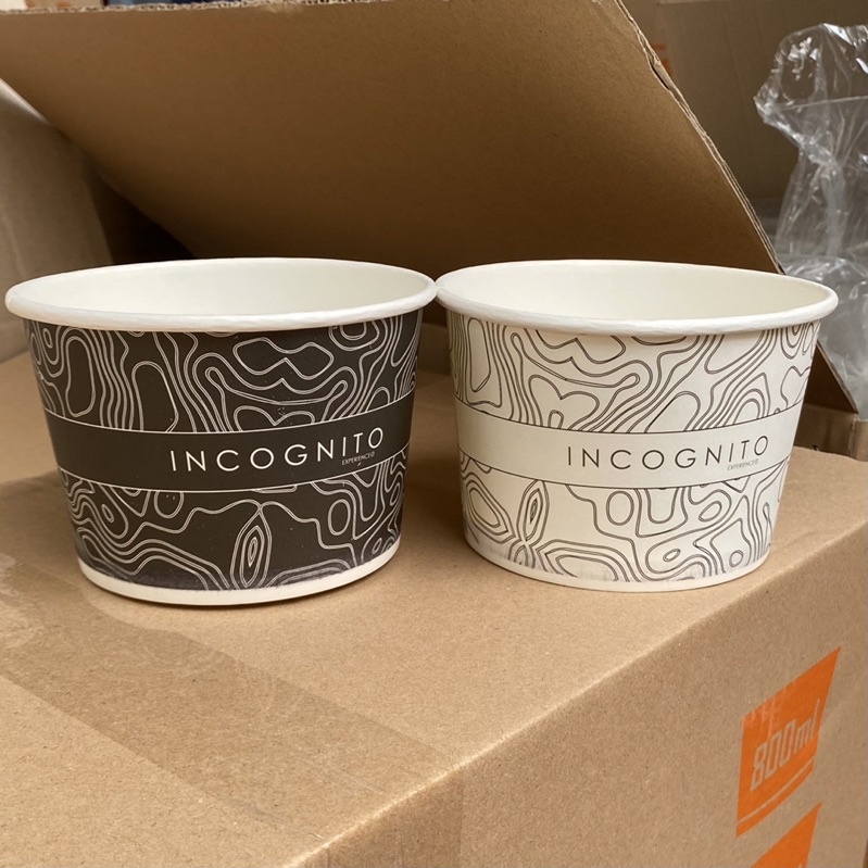 CUSTOM PRINT Paper Bowl 800 ml + Tutup | Min. 100 pcs