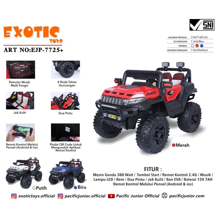 Mainan Anak Mobil Aki Jeep Exotic EJP 7725+