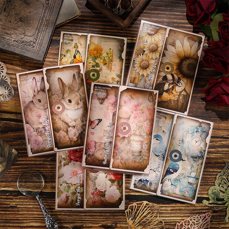 

[B602] Lembah Bunga Buku Panduan Kertas Bahan Retro Non-perekat Paket Stiker Buku Panduan DIY Set Stiker Latar Belakang