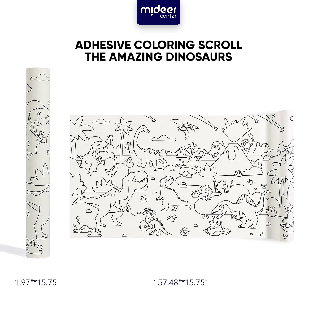

Mideer Adhesive Colouring Scroll The Amazing Dinosaurs Mainan Edukasi Anak Kertas Bergambar 4M Bisa di Tempel Dinosaurus Reptil