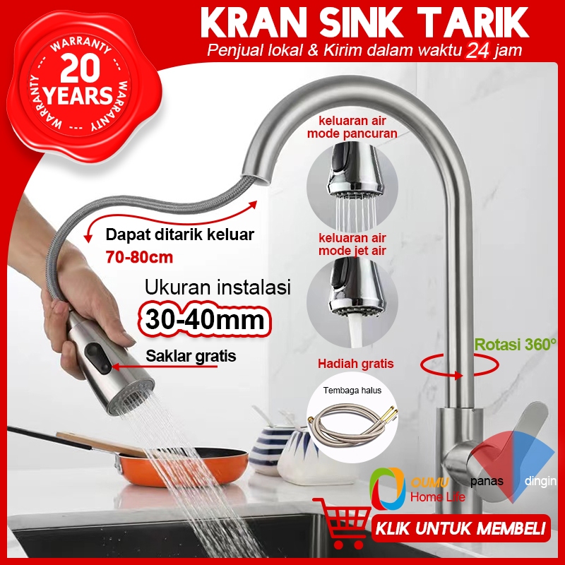 Kran Sink Tarik/Kran Angsa Cuci Piring Fleksibel/Kran Wastafel Cuci Piring Stainless/Kran Shower 2