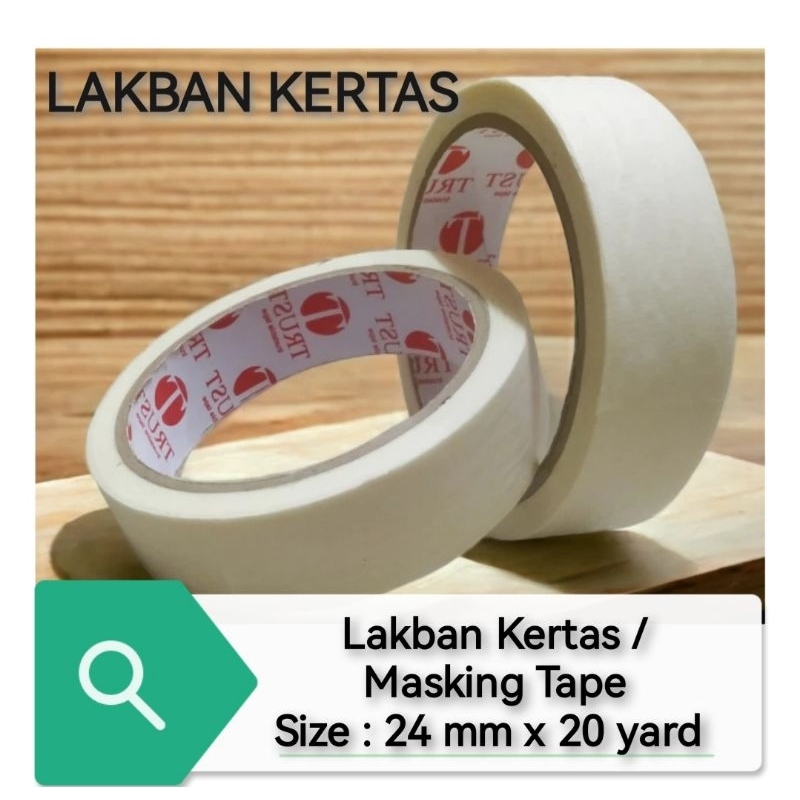 

Lakban Kertas / Masking Tape, Size : 24 mm x 20 yard
