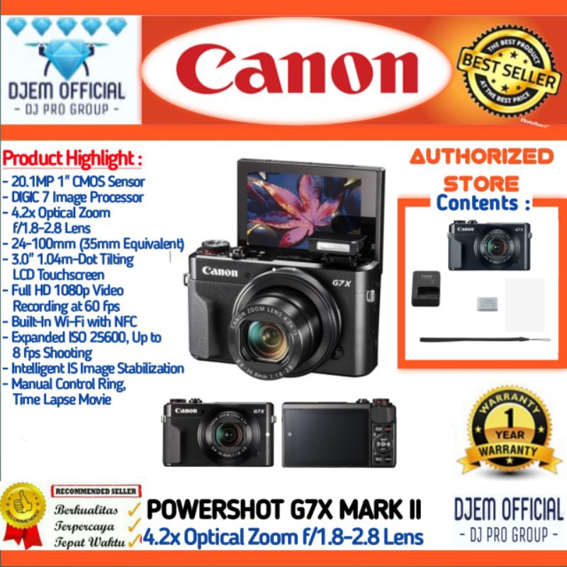 CANON Powershot G7x Mark ii Digital Camera Canon G7 X M2 Canon G7Xm2 G7x2 G7 X2 20.1MP 4.2x Optical 