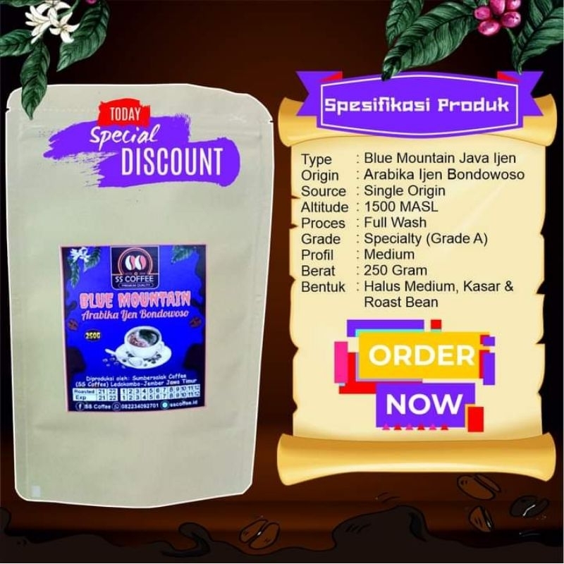 

Kopi Arabika Blue Mountain Ijen Bondowoso 250 Gram