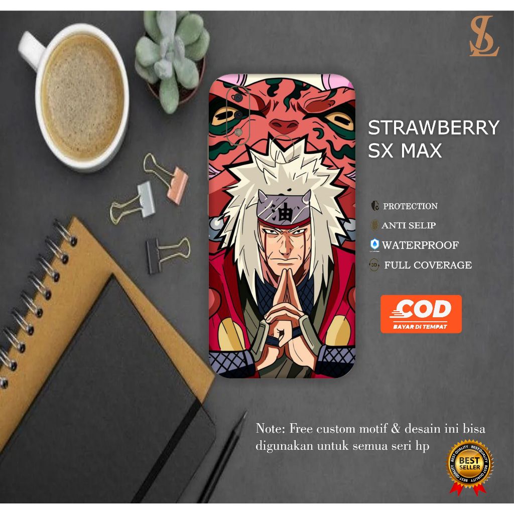 COD GARSKIN HANDPHONE STRAWBERRY SX MAX FREE CUSTOM (ISI 2PCS)