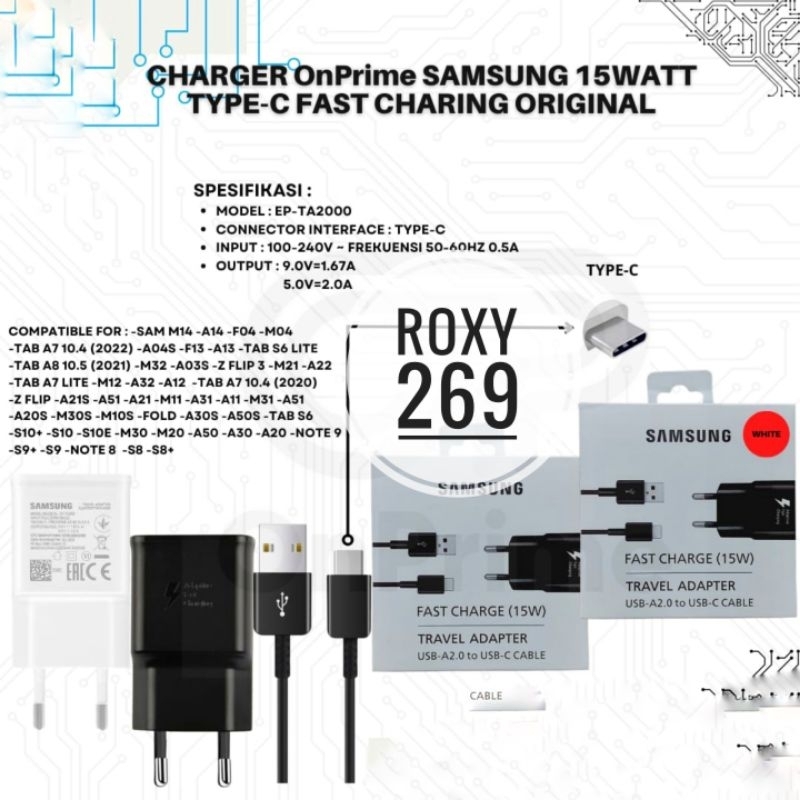 Charger Carger Samsung USB C 15W A23 A22 A31 A32 A14 A13 A12 A02s A03s M42 M42 M32 M20 M30 A20 A30 A
