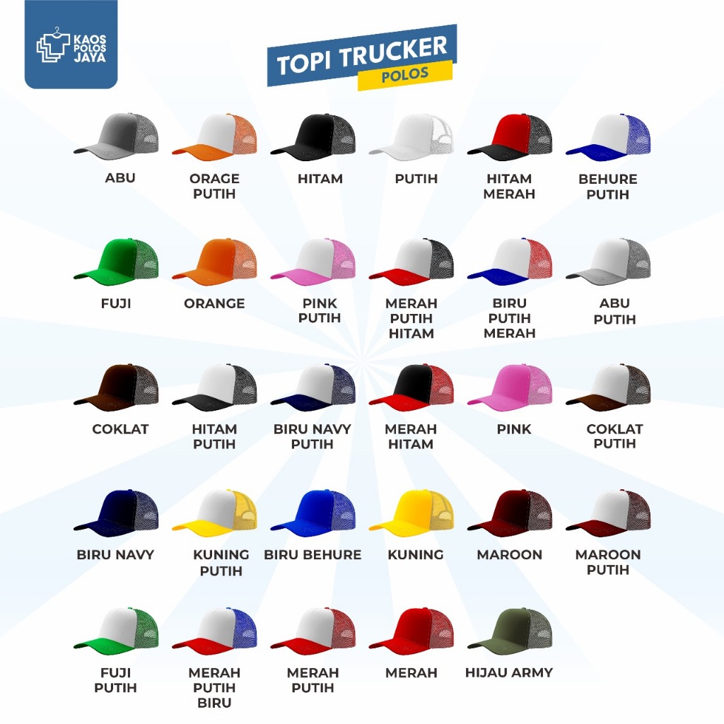 TOPI TRUCKER / TOPI JARING POLOS / TOPI MURAH TRUCKER