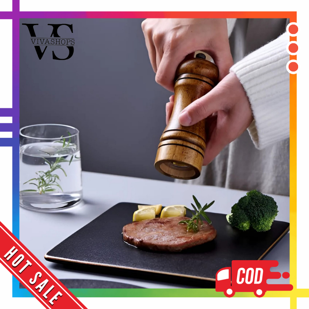 Gilingan Lada Merica Bumbu/Salt Pepper Mill Manual Grinder Kayu / Wood Salt Pepper Grinder Mill