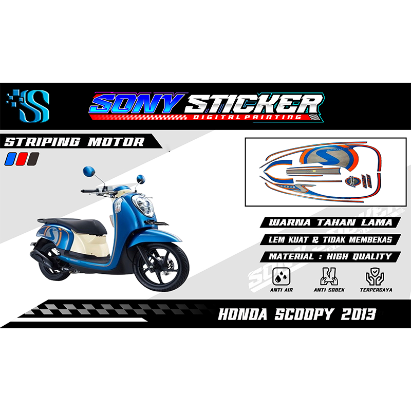 Stiker List Body Motor Scoopy Sporty 2013 - Striping Standar Honda Scoopy Sporty Tahun 2013