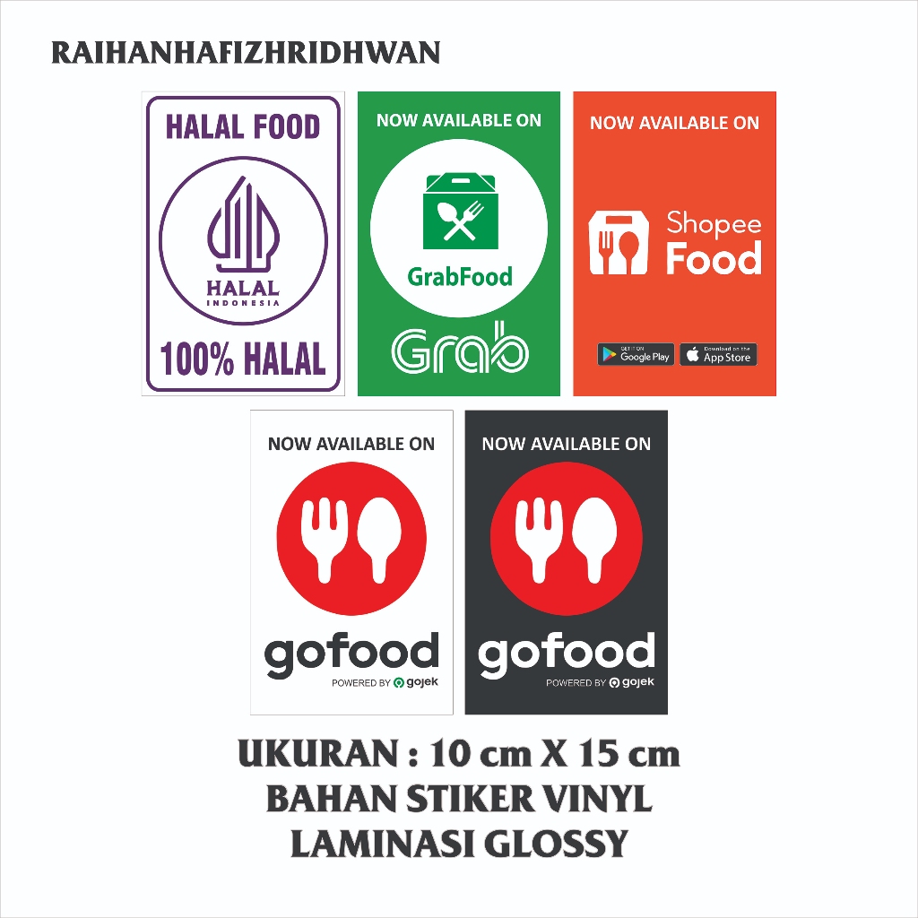 STIKER VINYL LOGO HALAL / LOGO GRABFOOD / LOGO SHOPEEFOOD / LOGO GOFOOD