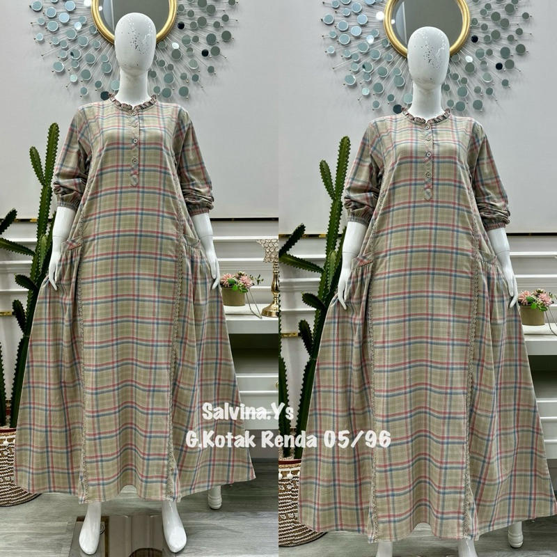 gamis katun triset renda kerah rufle by salvina ys