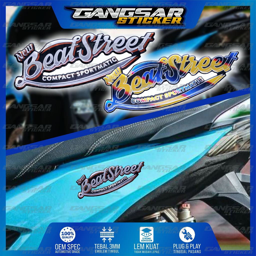 Emblem honda beat street / emblem timbul honda beat street / emblem titanium honda beat street