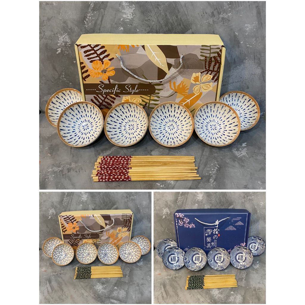 Porcelain Bowl Hampers Set Mangkok Japanese Bowl Motif