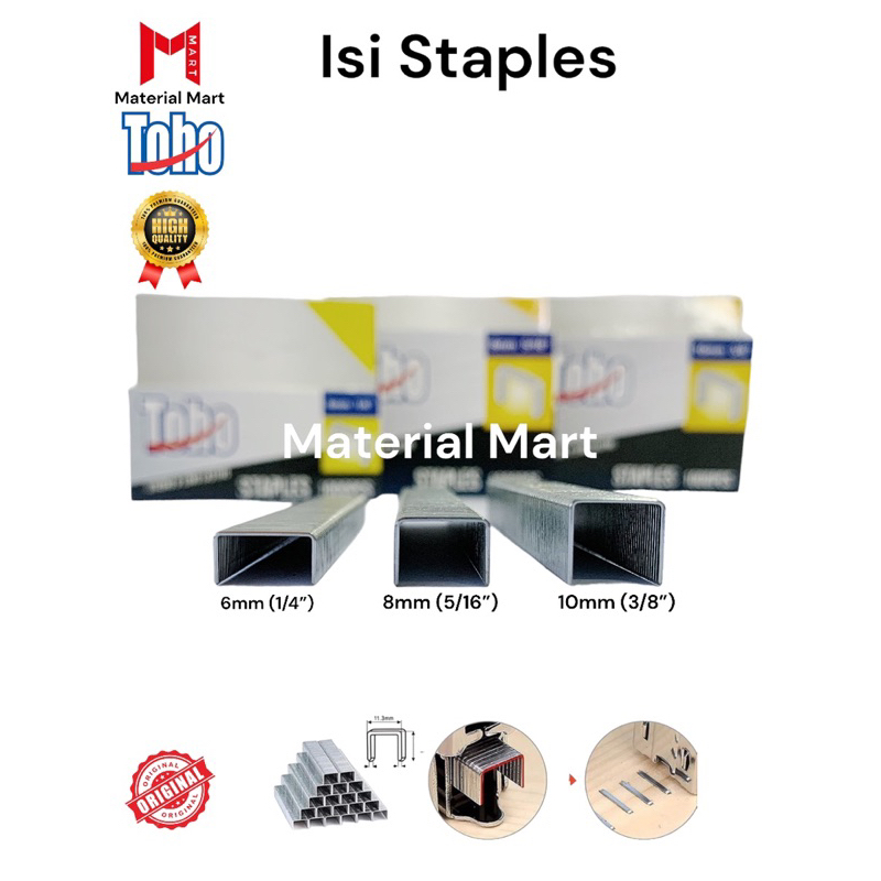 

Isi Staples Toho 6mm | Refill Staples Gun Toho 8mm | Staples Nailer 10mm | Material Mart