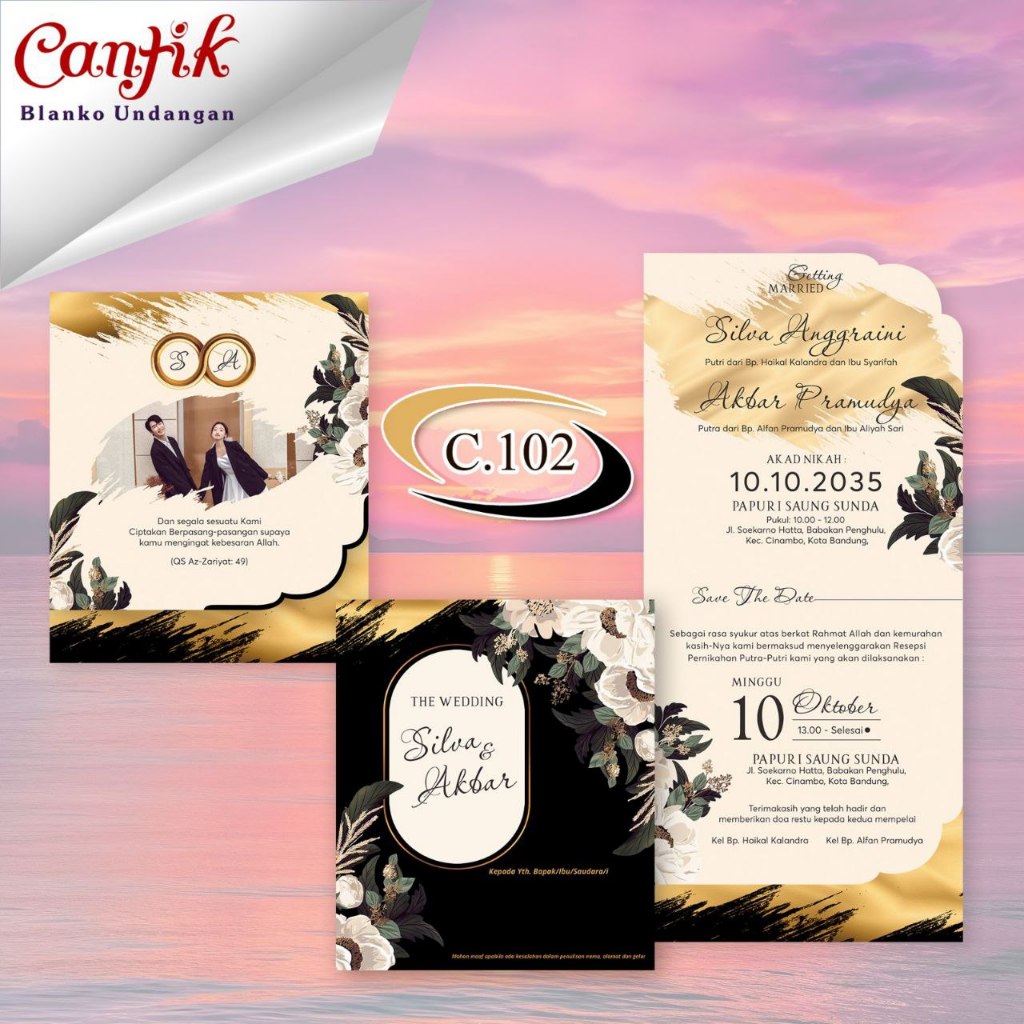 CANTIK 102 / BLANGKO UNDANGAN CANTIK 102 / UNDANGAN KOSONG / FREE FILE SETTING / UNDANGAN PERNIKAHAN