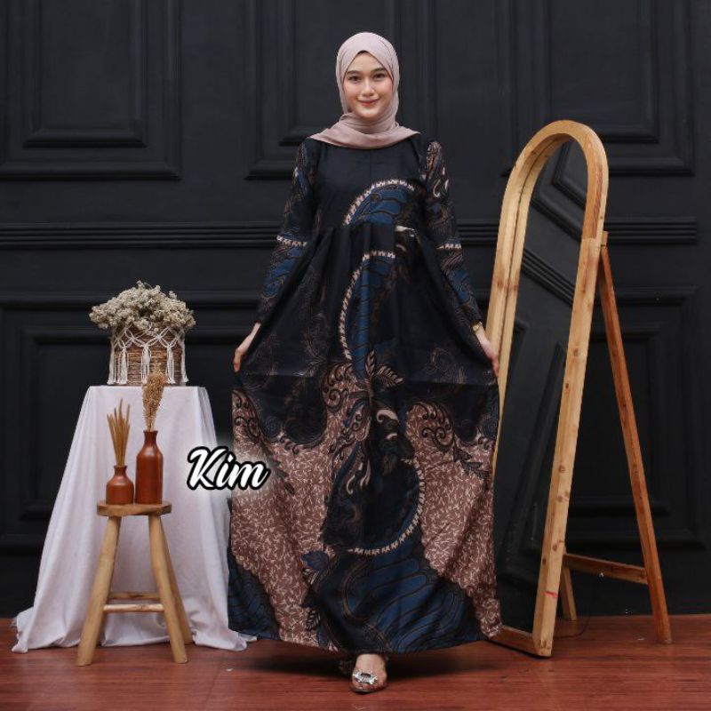 Gamis Batik Modern Model Gamis Batik Fashion Kekinian Lebaran Terbaru