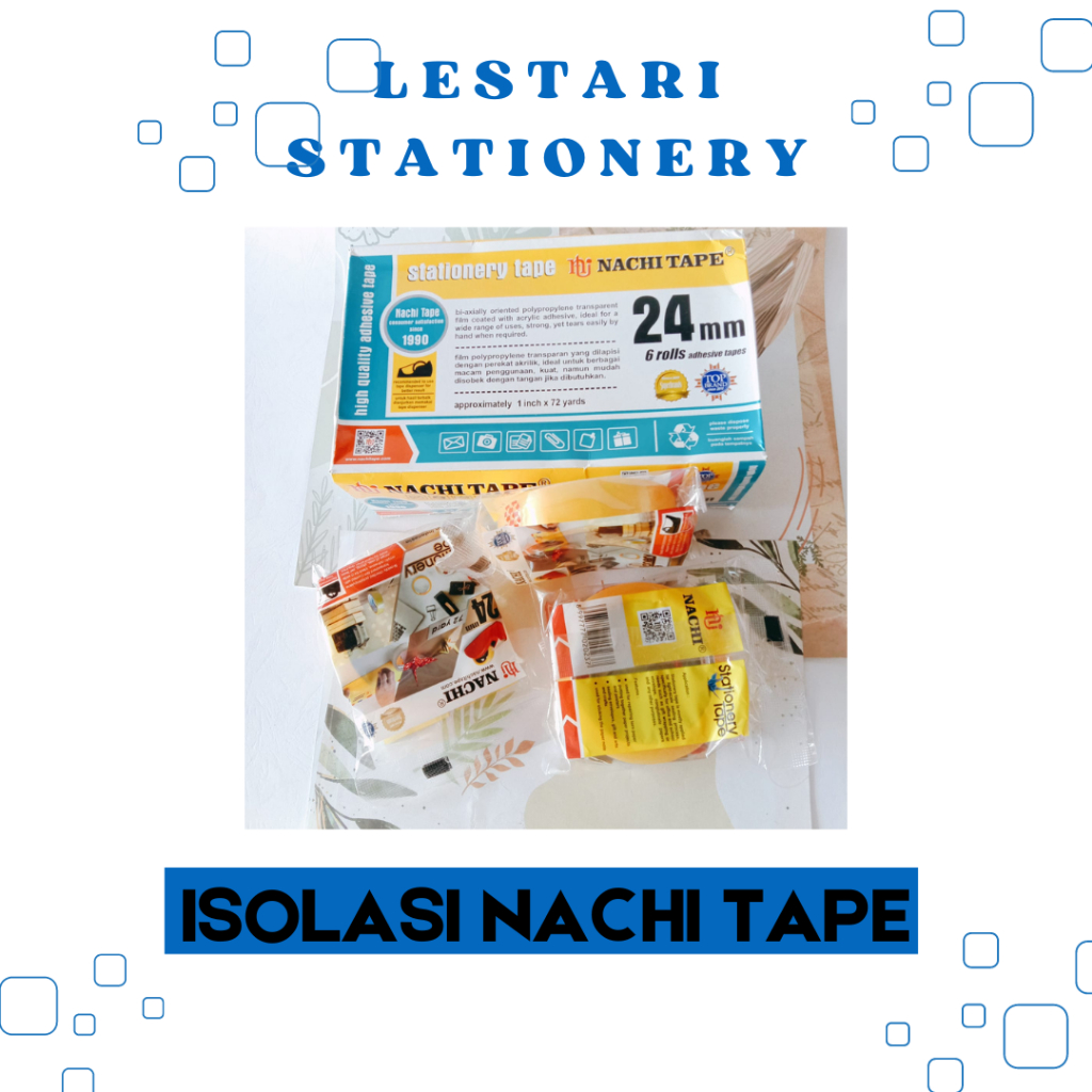 

Isolasi Bening nachi 1 Inchi,1/2 Inchi lakban bening nachi Lestari Stationery