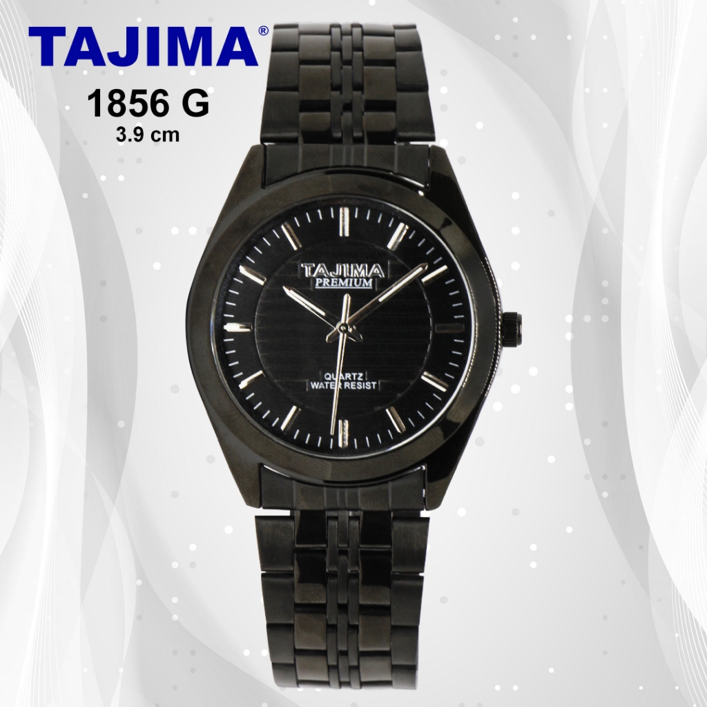 Jam Tangan Pria Tajima Premium 1856G Silver & Hitam Stainless Steel Water Resist 3 ATM Original Gara