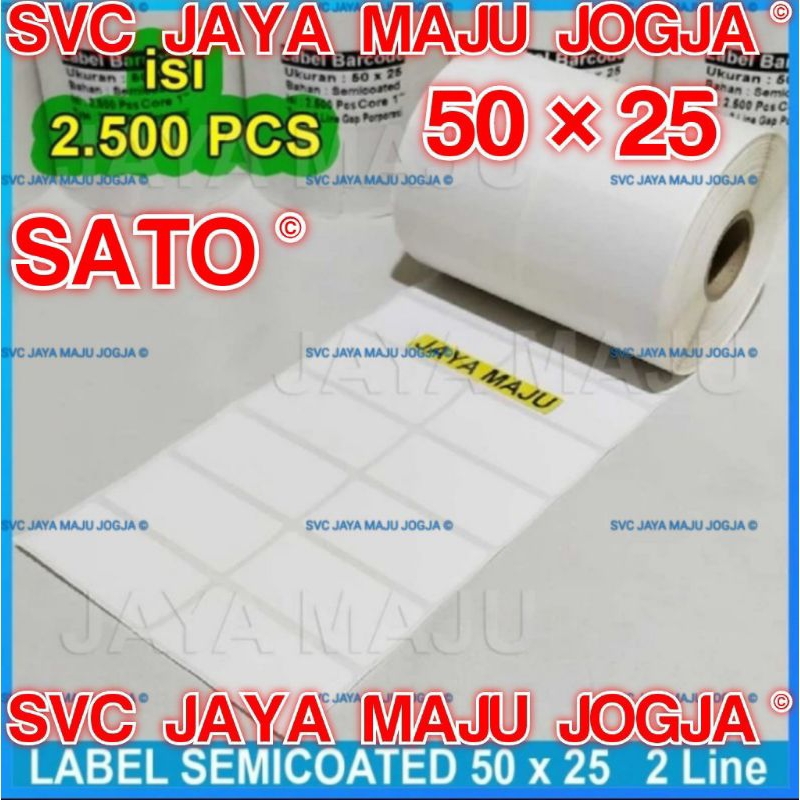 

[ SATO ] 50 X 25 - 2 LINE SEMICOATED - FACE IN - ISI 2.500 PCS || CORE 1" || LABEL BARCODE THERMAL TRANSFER PAKAI RIBBON - ACCESSORIES BUTIK DISTRO FASHION SPAREPART MOTOR MOBIL || 50X25 - CG40TT CG408 TT CG 408TT CG 408 TT CX400 CX 400