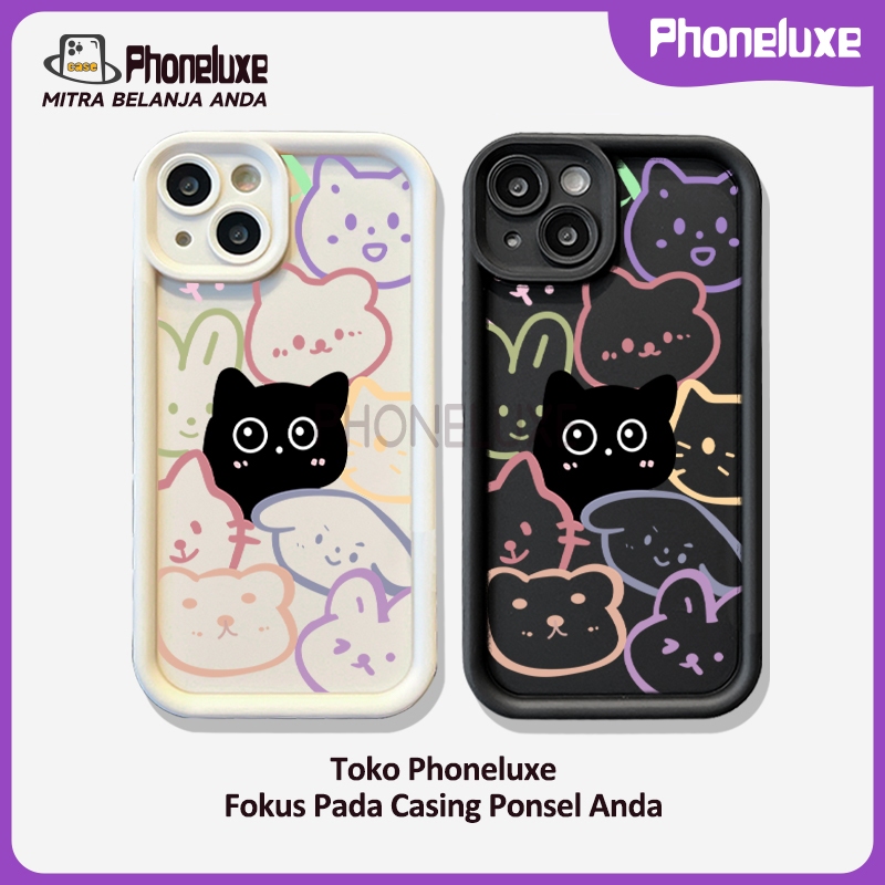 CASE Cocok untuk casing iPhone 7 8 6 6 S Plus 2024 11 12 Pro 14 15 13 Pro Max Ampelas Lubang Kucing Imut Sillicone