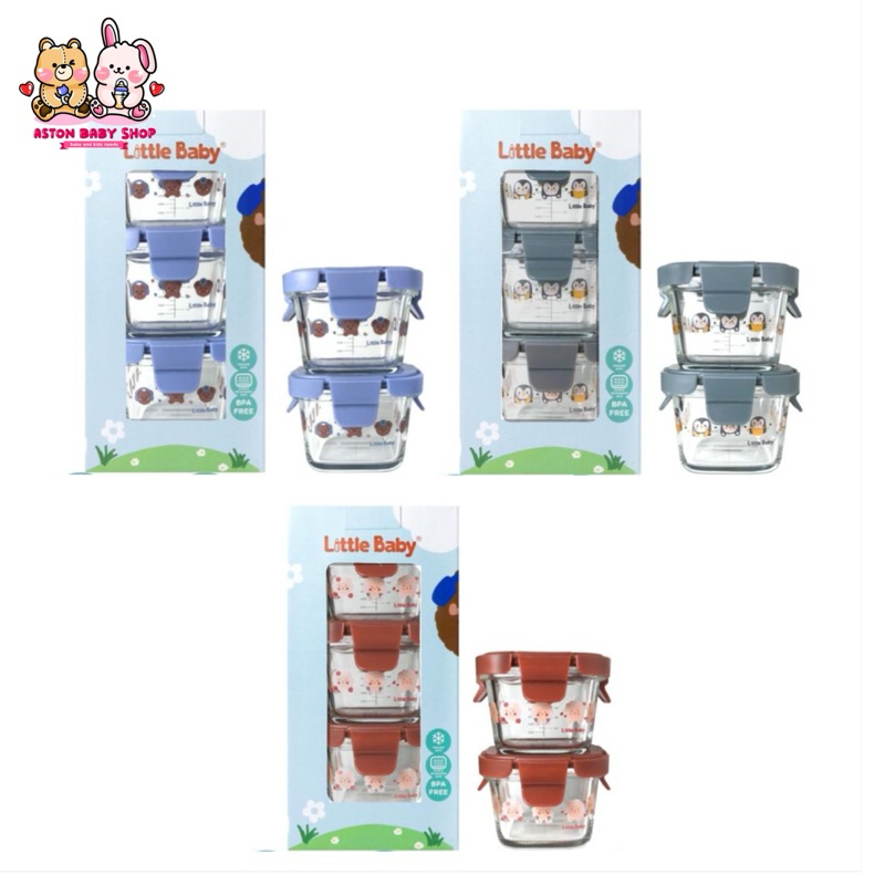 Little Baby Glass Food Container 3x140ml Borosilicate Glass Container Set / Kotak Mpasi