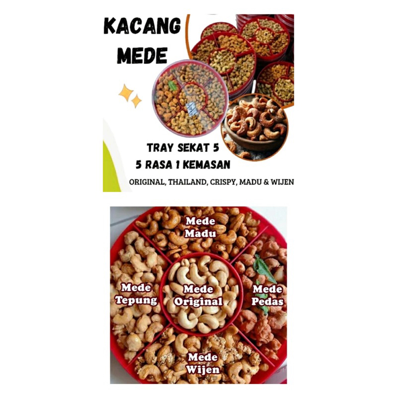 

Paket Kacang Mix Tray 5 Sekat aneka rasa
