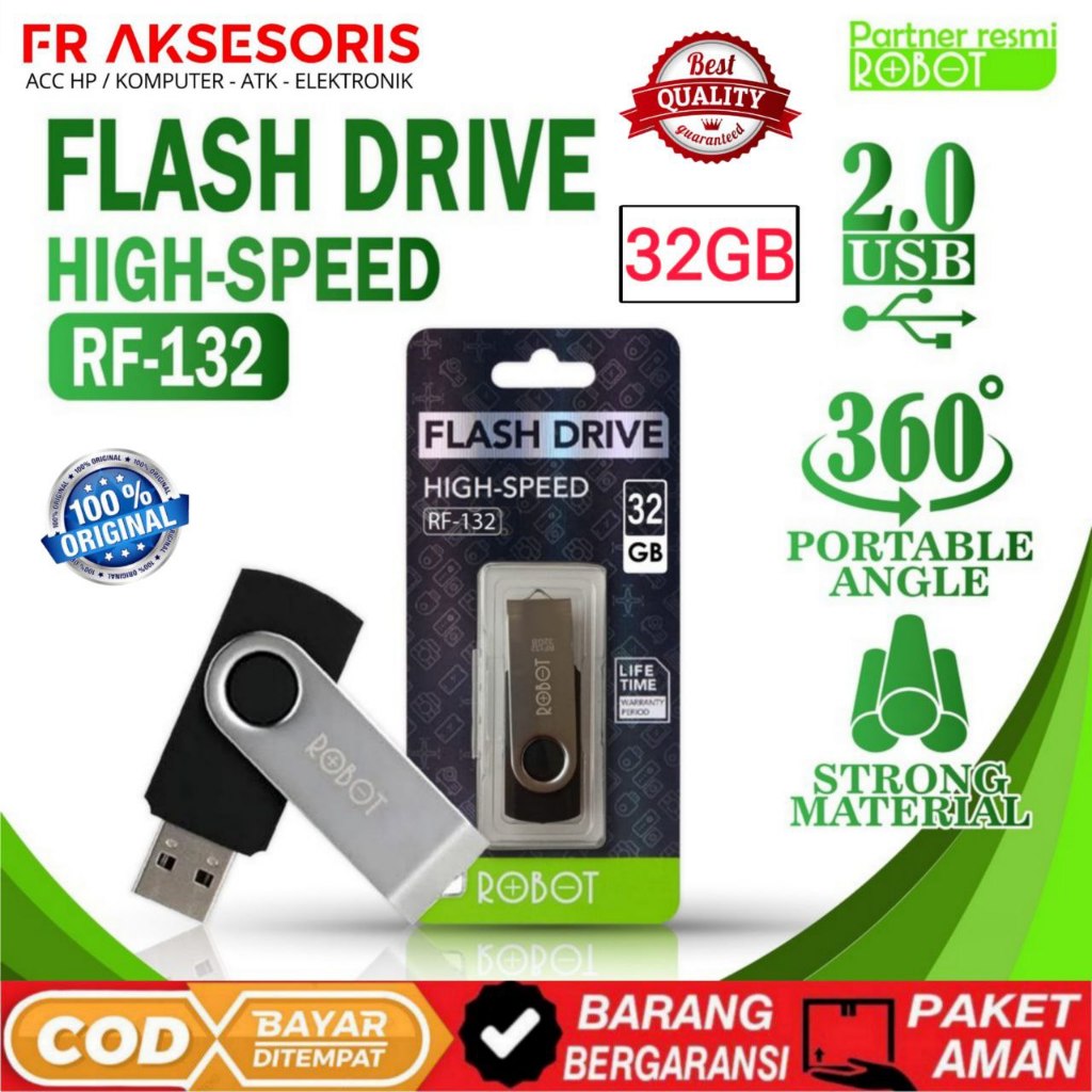 Flashdisk 32GB Original ROBOT RF-132 Flashdisk ROBOT 32 GB Flash drive