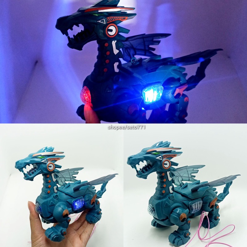 Mainan anak robot elektrik dinosaurus berjalan figure dino naga bisa nyala dan musik R7056-6920