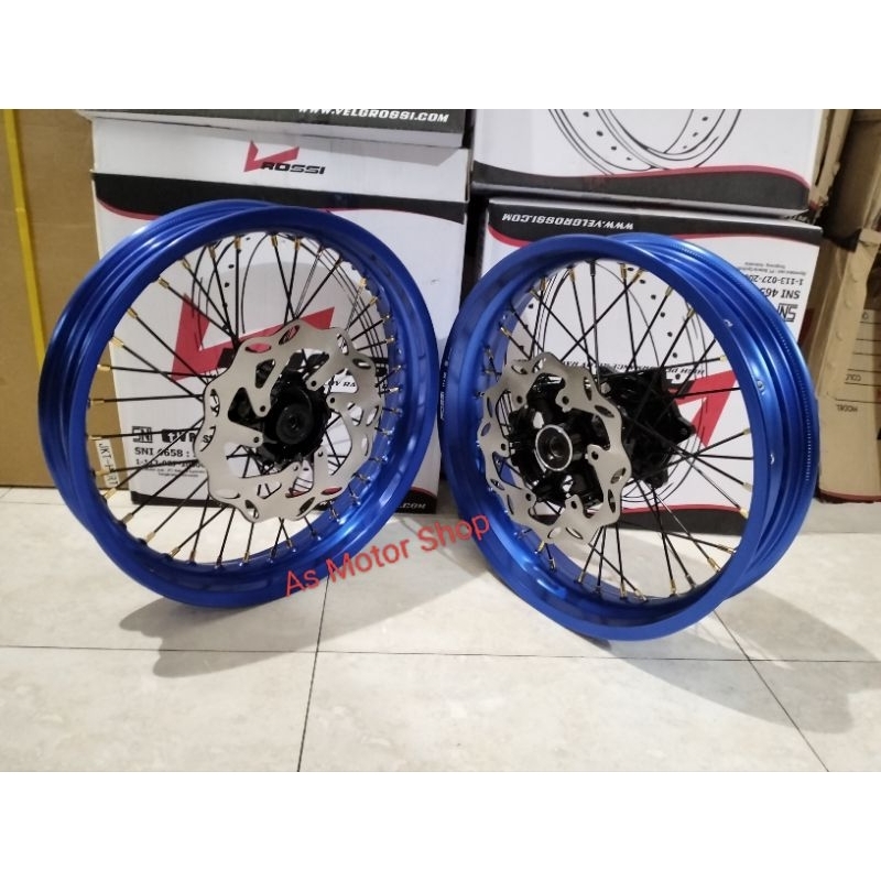 VELG SUPER MOTO YAMAHA WR155 TROMOL SET FREE CAKRAM DEPAN BELAKANG VELG MEREK ROSSI CHAMP SPRINT XD 