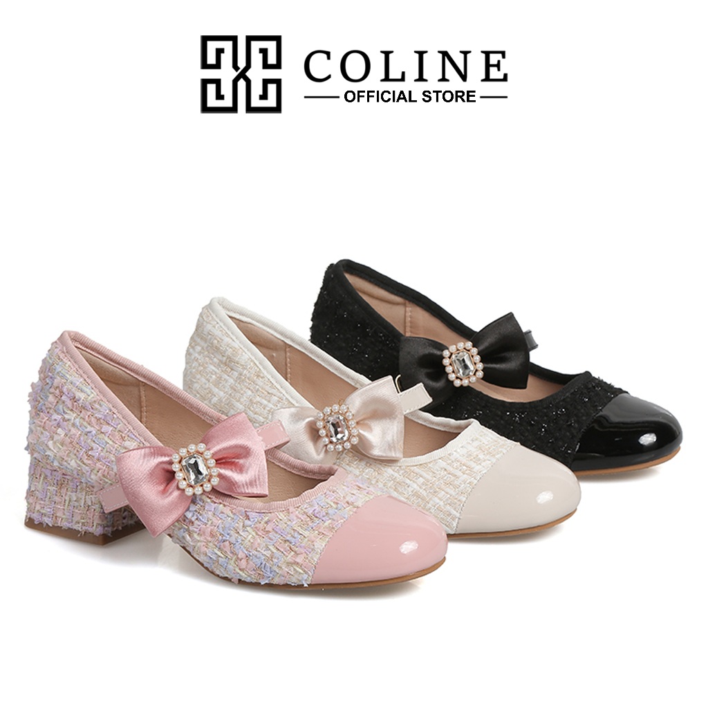 COLINE CLN-2851 Tweed Hak Tahu Wanita / High Heels Tweed #C1238