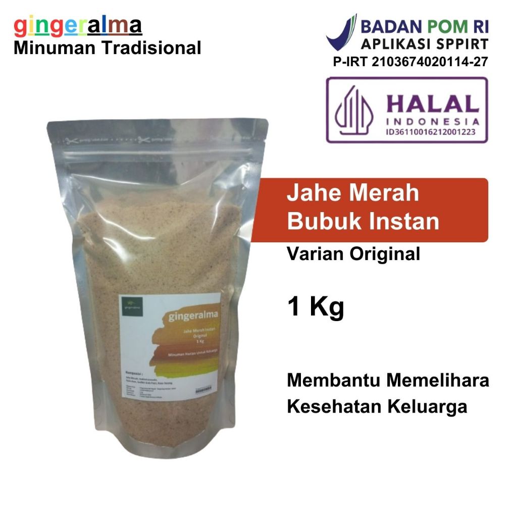 

Jahe Merah Bubuk 1Kg Plus Habbatussauda Original Gingeralma