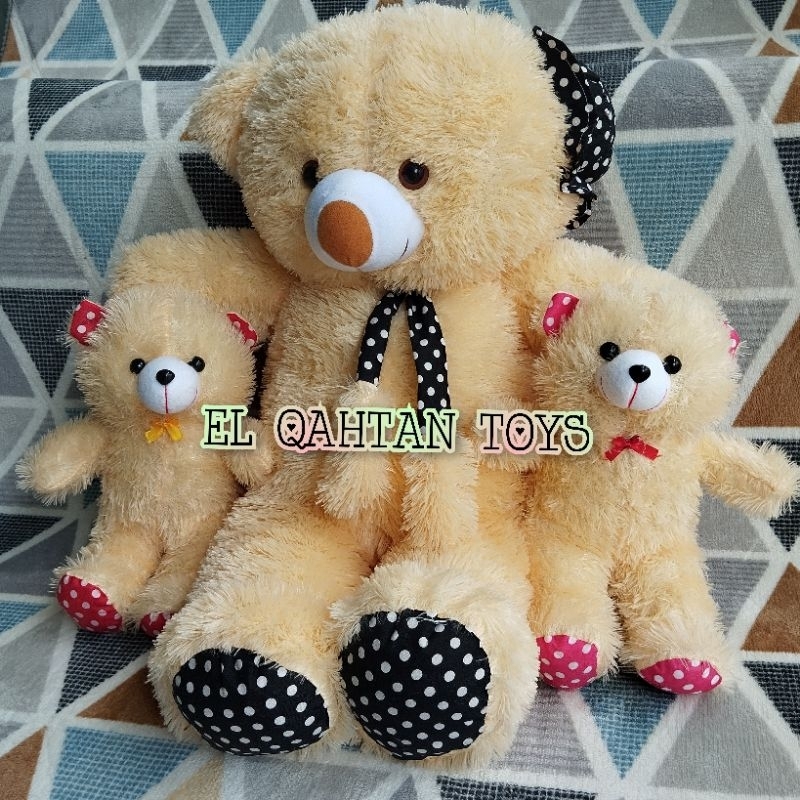boneka teddy bear jumbo 70cm isi 3pcs (satu induk besar dan dua anak lucu lucu)