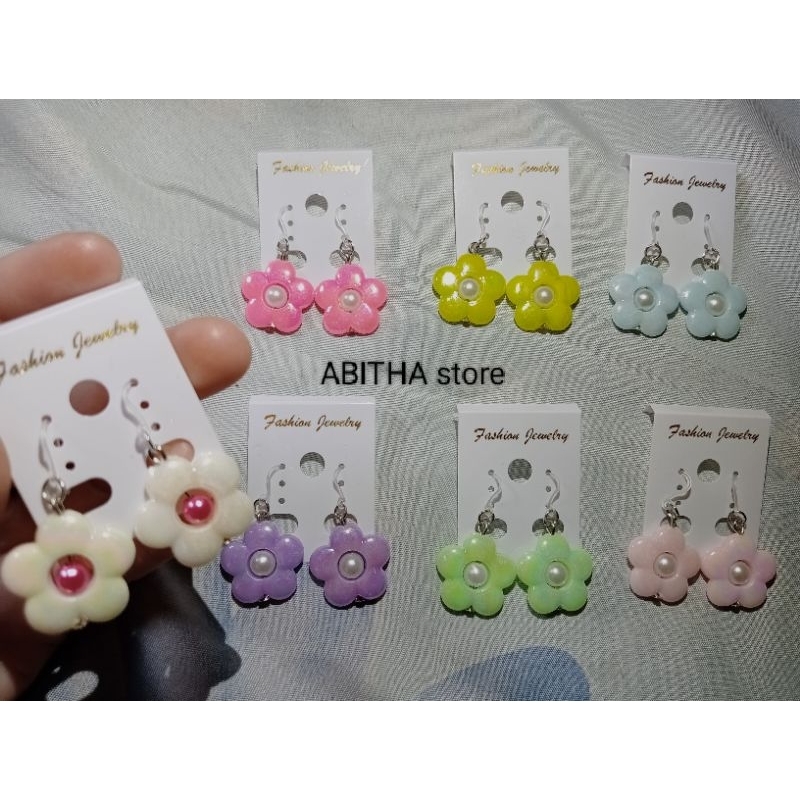 Anting Anak & Dewasa Kaitan Plastik Motif Bunga