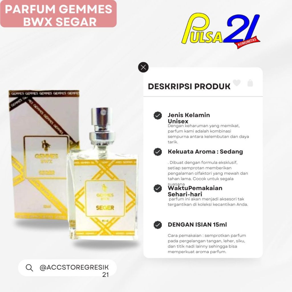 PARFUM GEMMES BWX SEGER 15 ML- parfum tahan lama