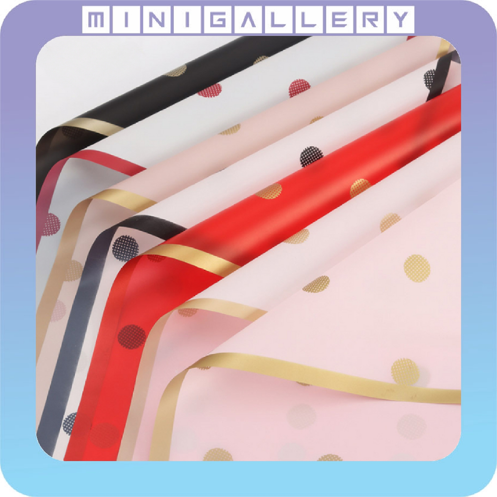

1 PACK 20 LEMBAR Flower Wrapping Polkadot Goldline Cellophane Kertas Buket Bunga Wrapping Paper KB6030