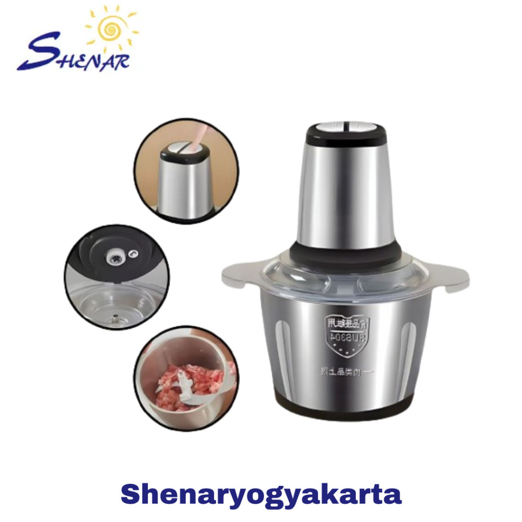 FOOD CHOPPER BLENDER STAINLESS 2L PENGGILING DAGING BLENDER STAINLESS CHOPPER DAGING
