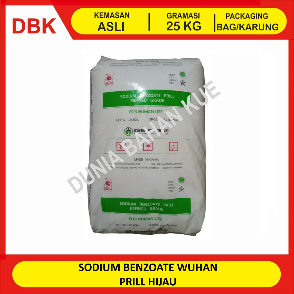 

SODIUM BENZOATE WUHAN PRILL HIJAU - 1 BAG 25 KG / SODIUM BENZOAT