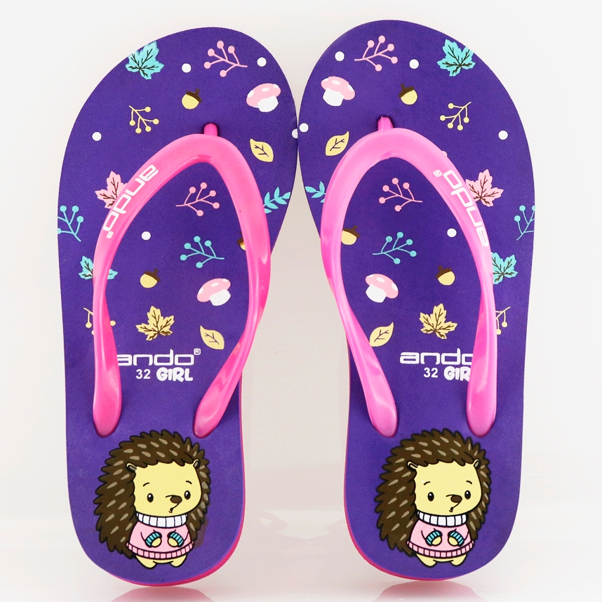 NEW  ANDO HEDGEHOG UNGU/FUCHSIA- Sandal Wedges Anak Besar Ando Surabaya
