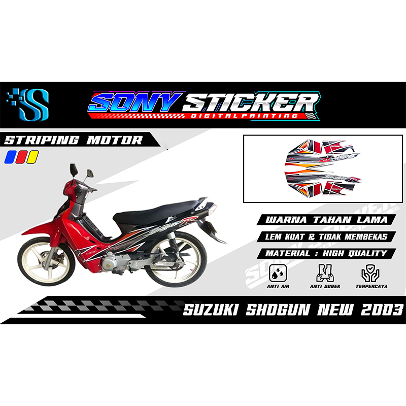Stiker List Body Motor Shogun 110 2003 - Striping Standar Suzuki Shogun 110 Tahun 2003
