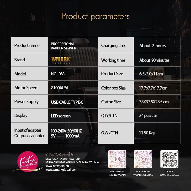 RK WMARK PROFESIONAL SHAVER WMARK NG-983 SHAVER 8100RPM SHAVER WMARK 983