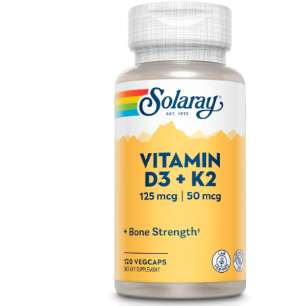 SOLARAY VITAMIN D3 & K2 SOY FREE 120 VegCaps