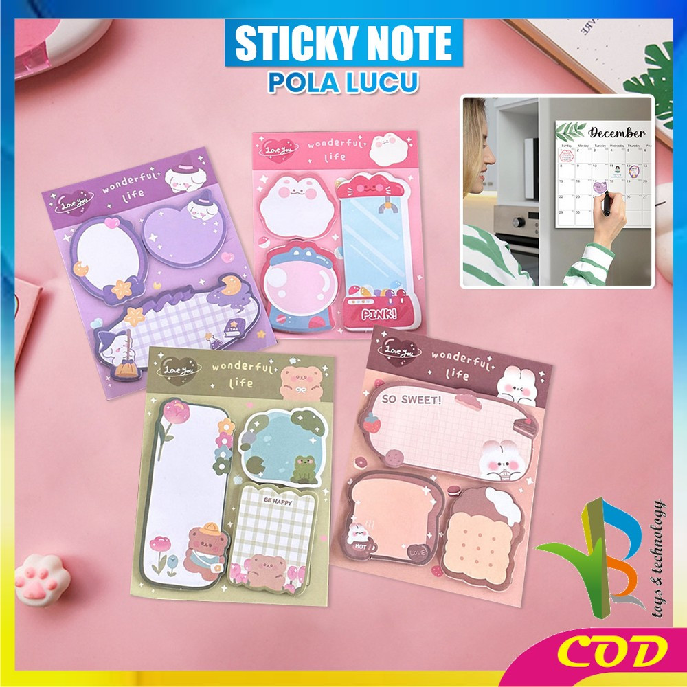 

RB-A89 Sticky Note 3 IN 1 Motif Kartun Bear Cat Kertas Memo Kombinasi Pola Hewan Lucu / Tempelan Kertas Catatan Pembatas Buku 60 Lembar Memopad