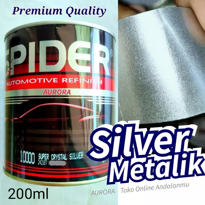 Cat SPIDER LABA-LABA 10000 Super Crystal Silver 200ml Silfer Metalik Metallic