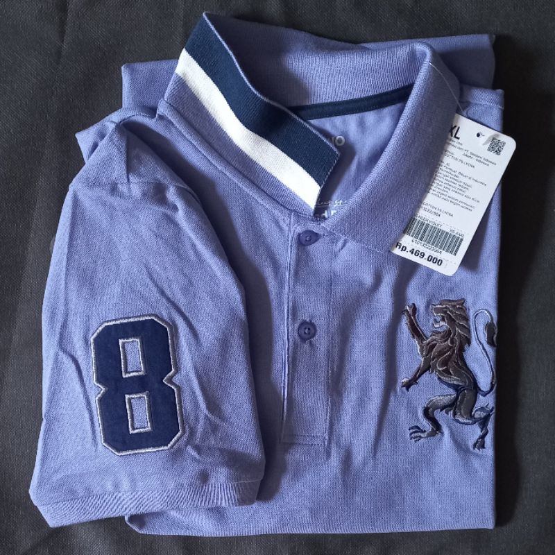 ( NO COD ) !!! baju kaos polo kerah pria 3D lion polo giordano original