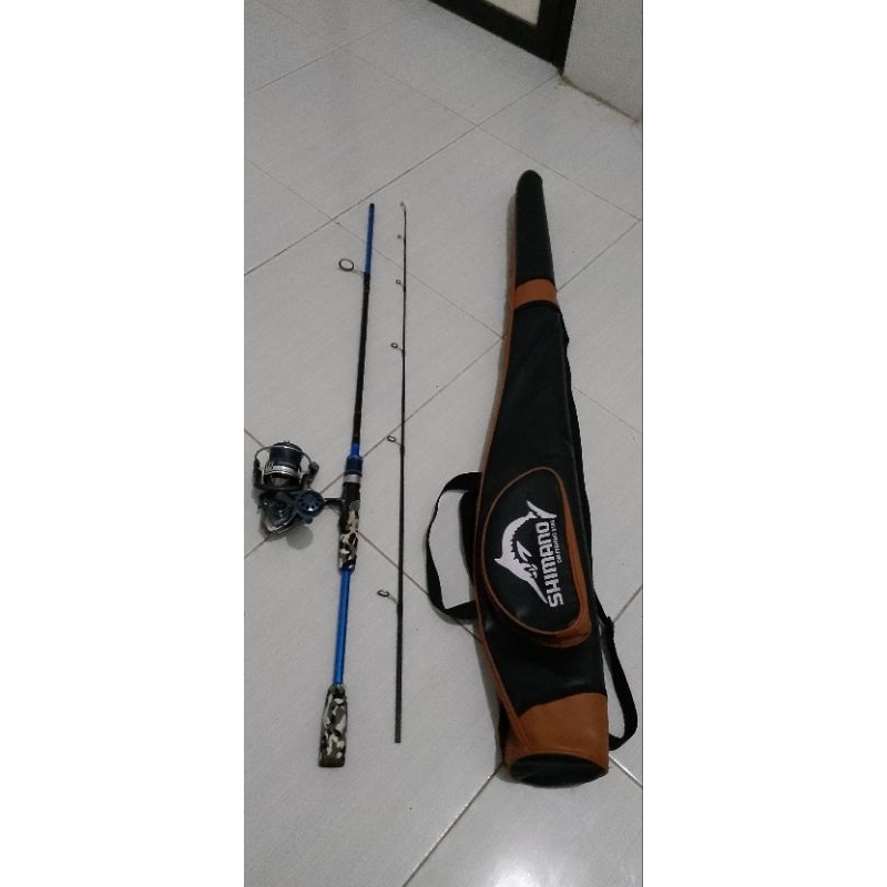 satu set alat pancing tinggal pakai,joran Oregon Maritim 8-17lbs reel Golden Fish Turbo SW 3000(bonu