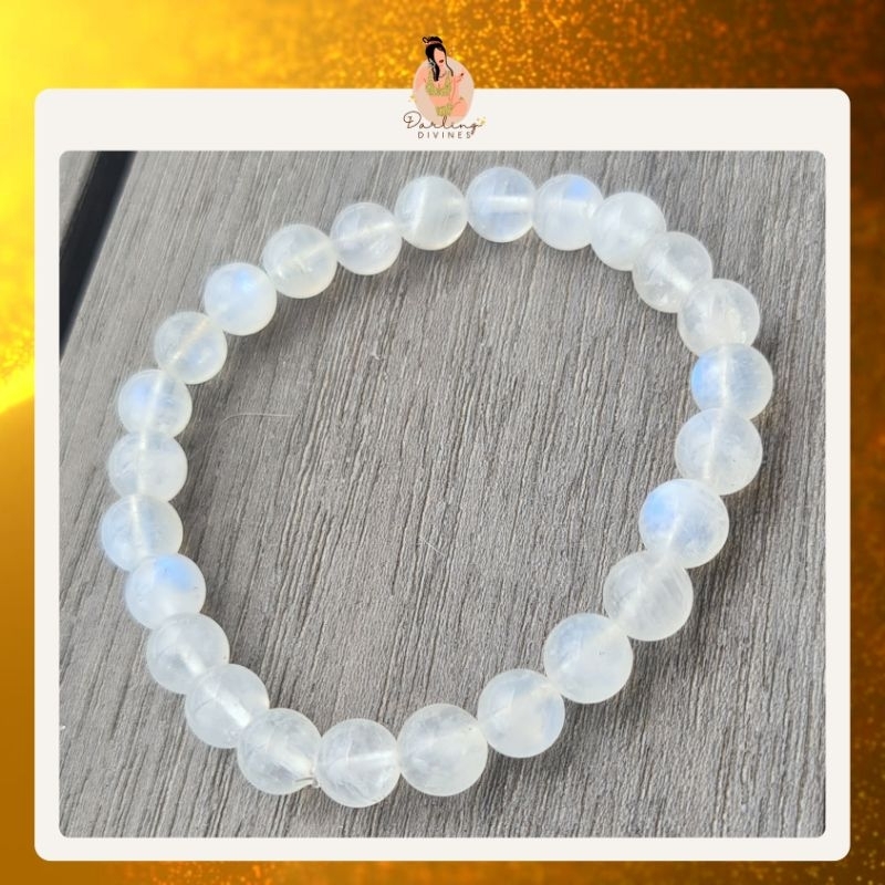 Gracious Darlings: Rainbow Moonstone Crystal Bracelet (8mm) (Crystal)(Batu Alam Asli)