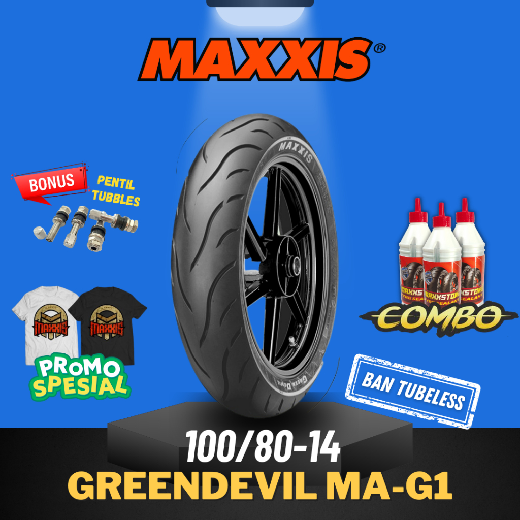[READY COD] MAXXIS GREEN DEVIL 100 - 80 - 14  / BAN MAXXIS 100/80-14 / 100-80-14 TUBELESS BAN LUAR / BAN MATIC / BAN MOTOR MATIC